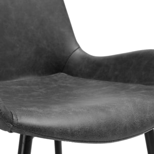 Lot de 2 chaises en cuir synthétique gris foncé - Austin