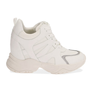 Sneakers bianche, zeppa 4 cm