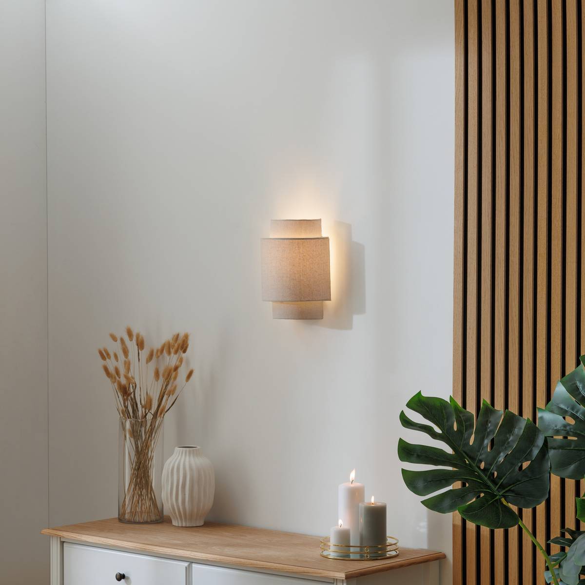 Applique murale Nahel en lin beige 20x13cm