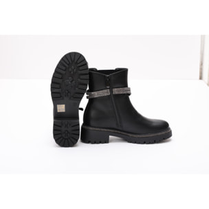 Stivaletti in simil pelle con applicazioni argentate