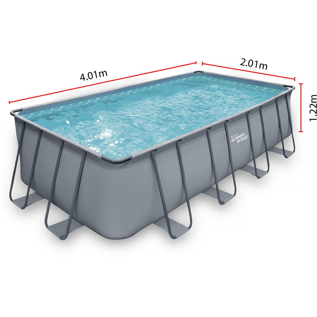 Piscine tubulaire grise - "LUDO 2" - 4,01 x 2,01 x 1,22 m - filtration à sable 2.5 m³/h