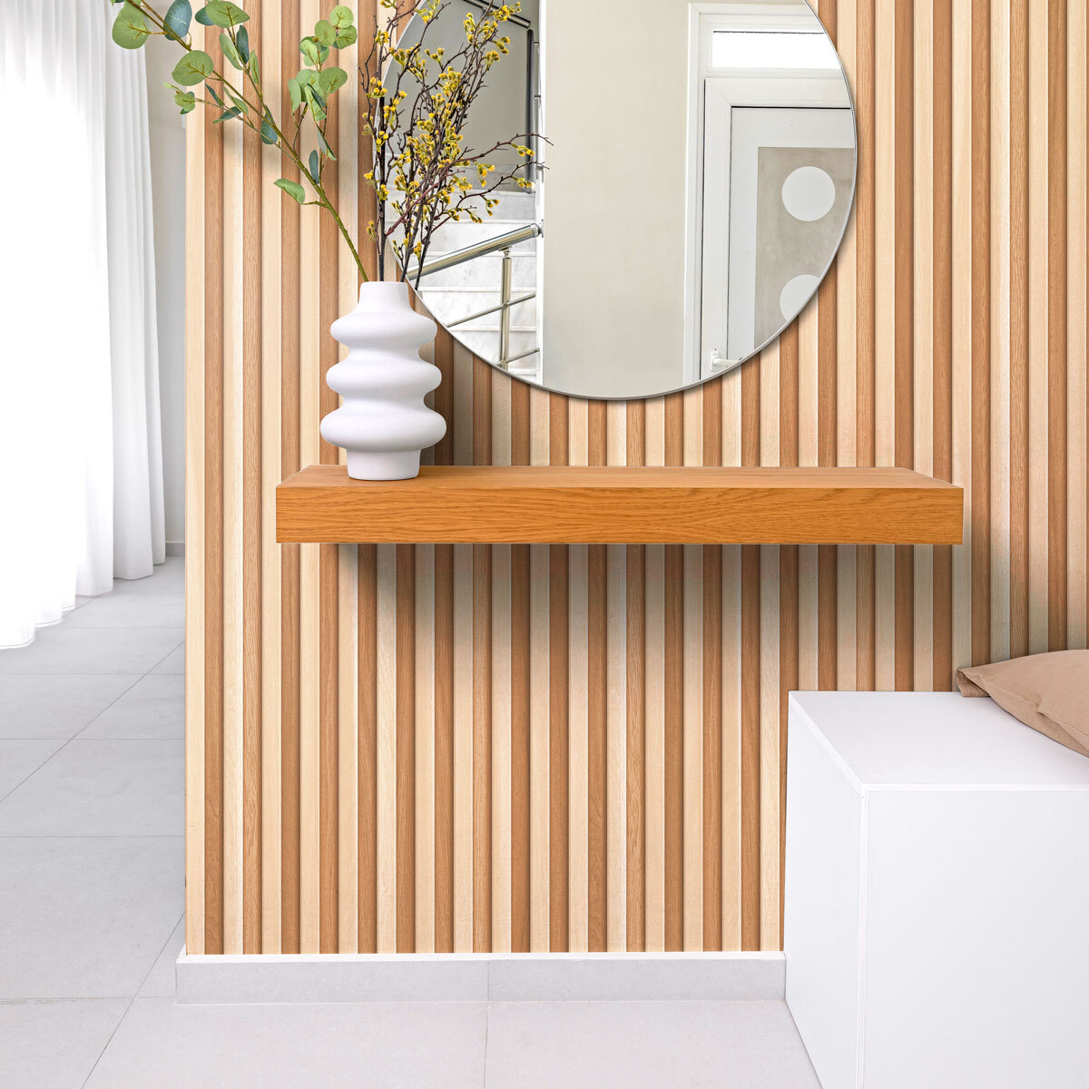 Rouleau revêtement adhésif vinyle au mètre - Sticker mural panneau de bois - CLAIR ET FONCÉ