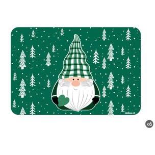 Set 6 tovagliette rettangolari Excelsa – Green Winter, Polipropilene verde
