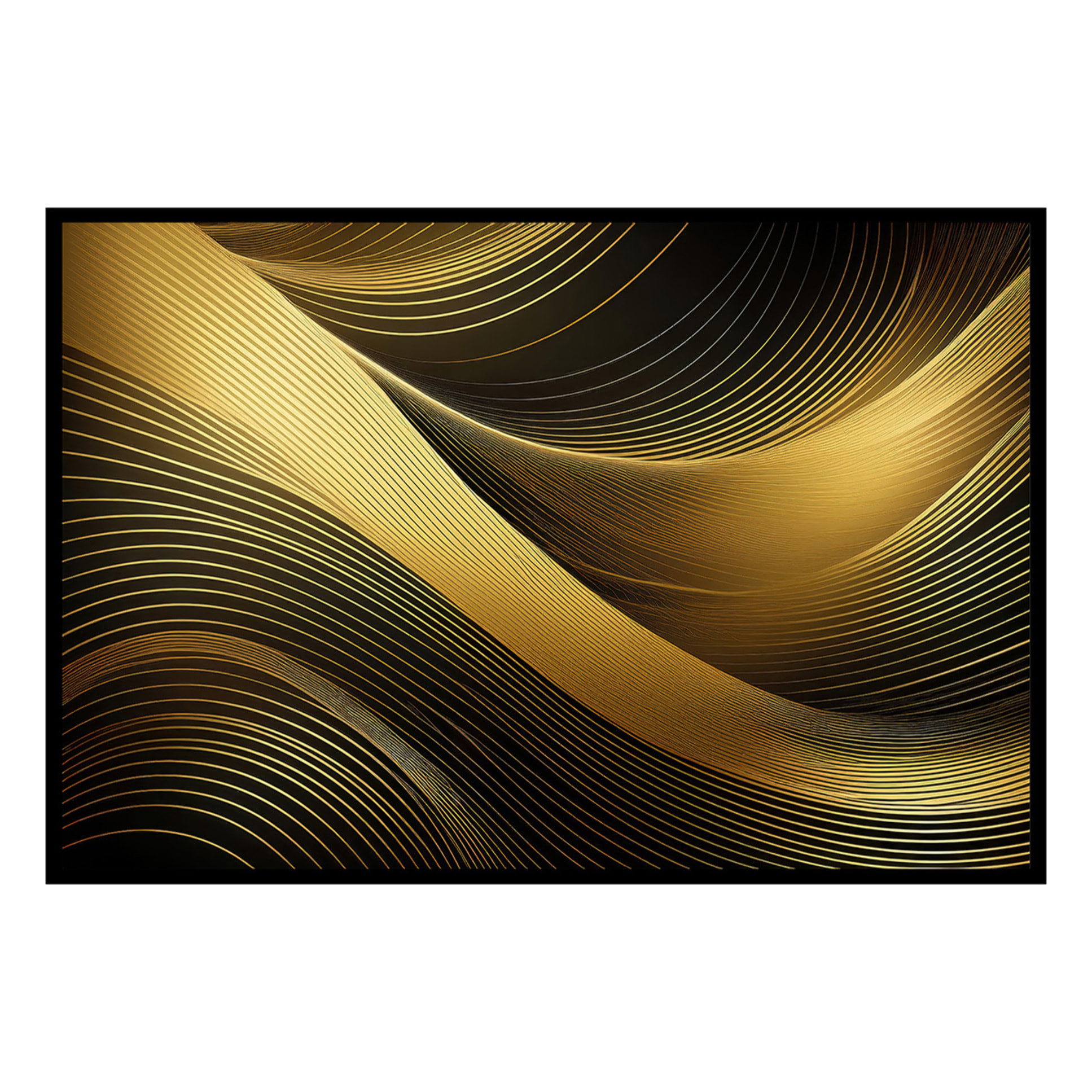 Affiche encadrée Composition abstraite noire et dorée Affiche + cadre en métal - Noir