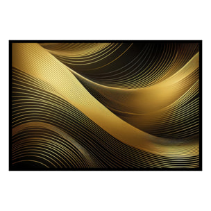 Affiche encadrée Composition abstraite noire et dorée Affiche + cadre en métal - Noir