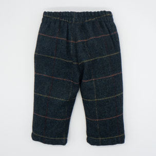 PANTALÓN LANA ESPIGA Y CUADROS MULTICOLOR AZUL