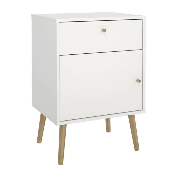 Comodino Antenati, Comò basso, Tavolino da notte, Mensola da letto, 50x39 h72 cm, Bianco