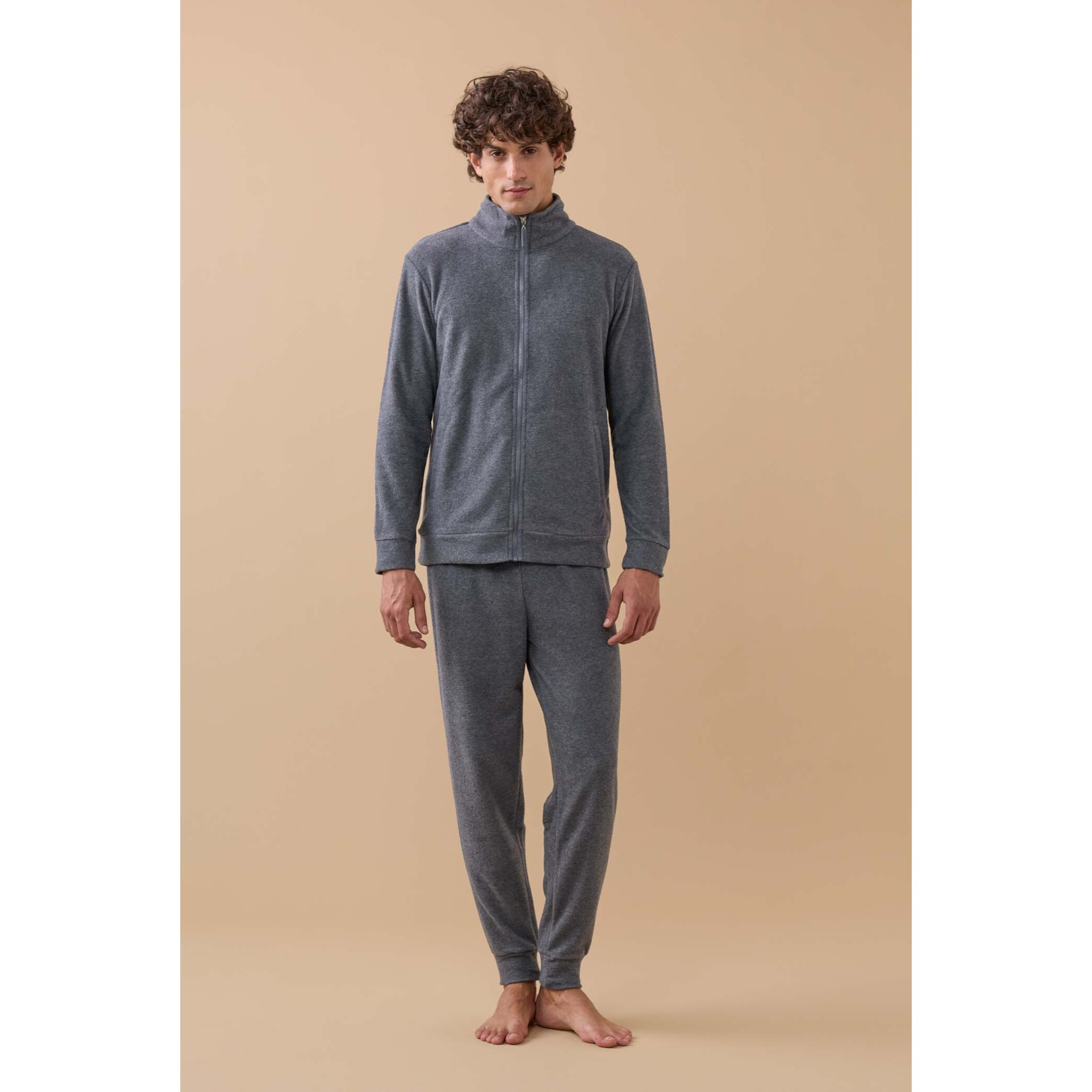 Completo loungewear uomo almy in pile con zip Noidinotte