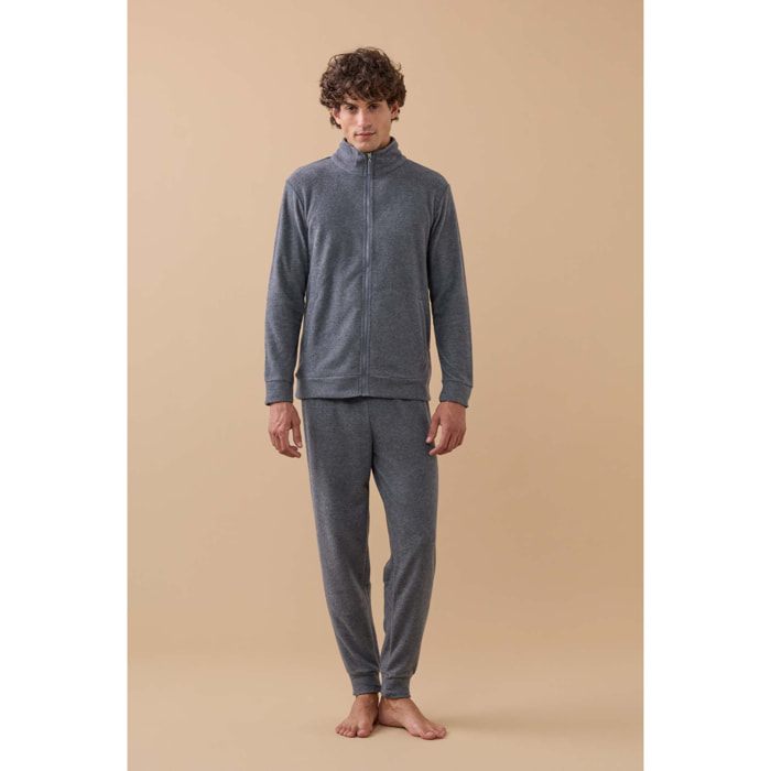 Completo loungewear uomo almy in pile con zip Noidinotte