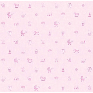 Papier Peint Bébé 'Petits Jouets' - Rose Clair
