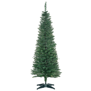 HOMCOM Albero di Natale Artificiale 150cm Alto e Stretto con Rami Realistici e Base in Plastica, Verde