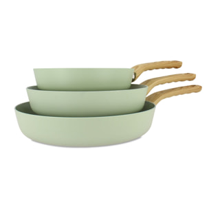 Lot de 3 poêles revêtement céramique céladon - tous feux CELADON