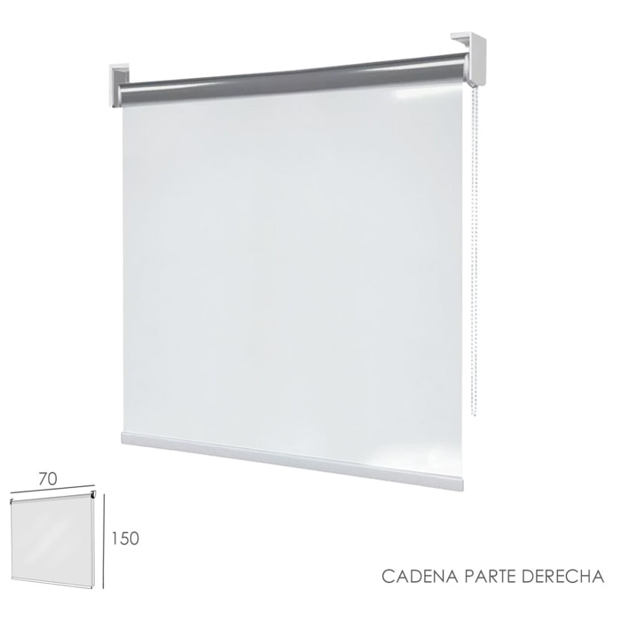 Mampara Cortina Enrollable PVC Transparente, Medidas 70 x 150 cm. Cadena Lado Derecho