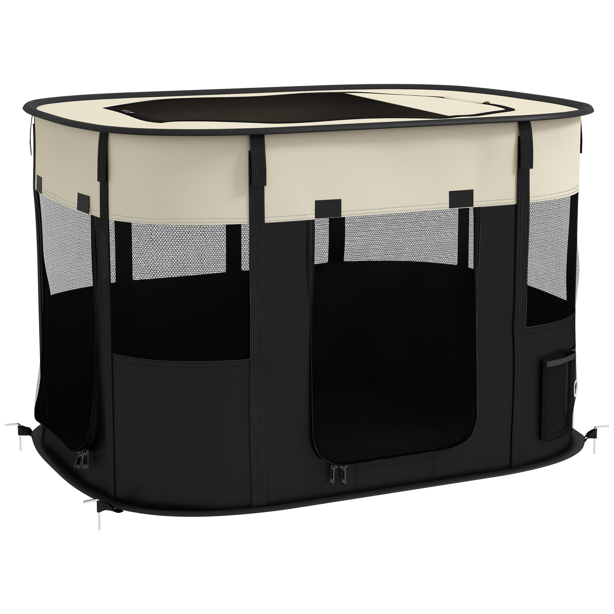 Parc pour chien pliable dim. 94L x 74l x 60H cm tissu Oxford crème noir
