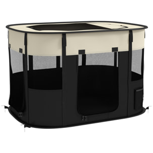Parc pour chien pliable dim. 94L x 74l x 60H cm tissu Oxford crème noir
