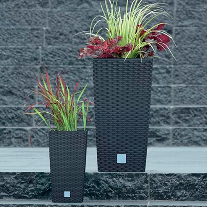 2 unidades de maceta rato de 26,6 litros con inserto 26,5 x 26,5 x 50 cm en color antracita
