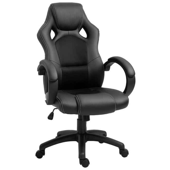 Silla de Escritorio de Oficina Ajustable en Altura Basculante Ergonómica Negro