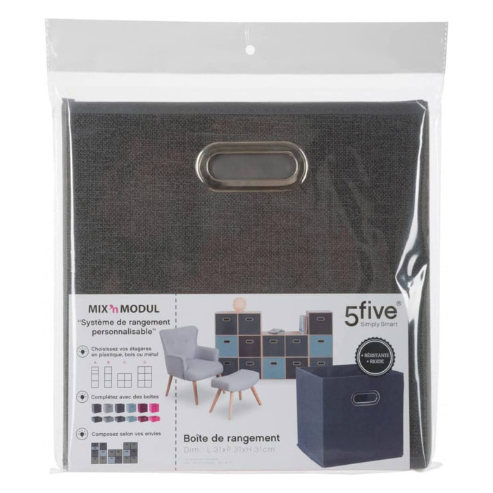 Caja de almacenamiento de 31 x 31 cm, gris jaspeado oscuro