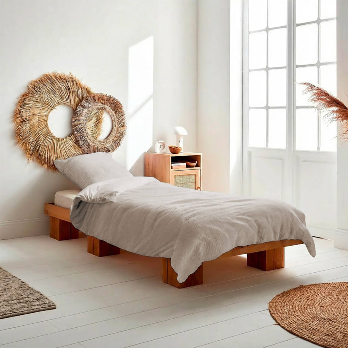 Parure de lit gaze de coton galet ALIX