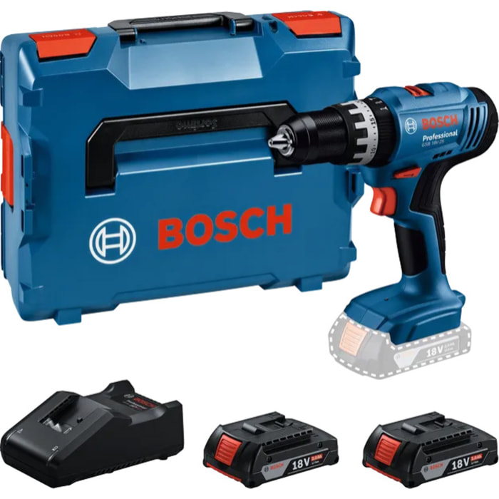 Perceuses-visseuses à percussion sans-fil PRO GSB 18V-25 - BOSCH - avec 2 batteries 2Ah - chargeur - L-Boxx - 06019K9302