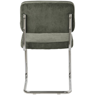 Lot de 2 chaises cantilever en velours côtelé vert kaki MARIA