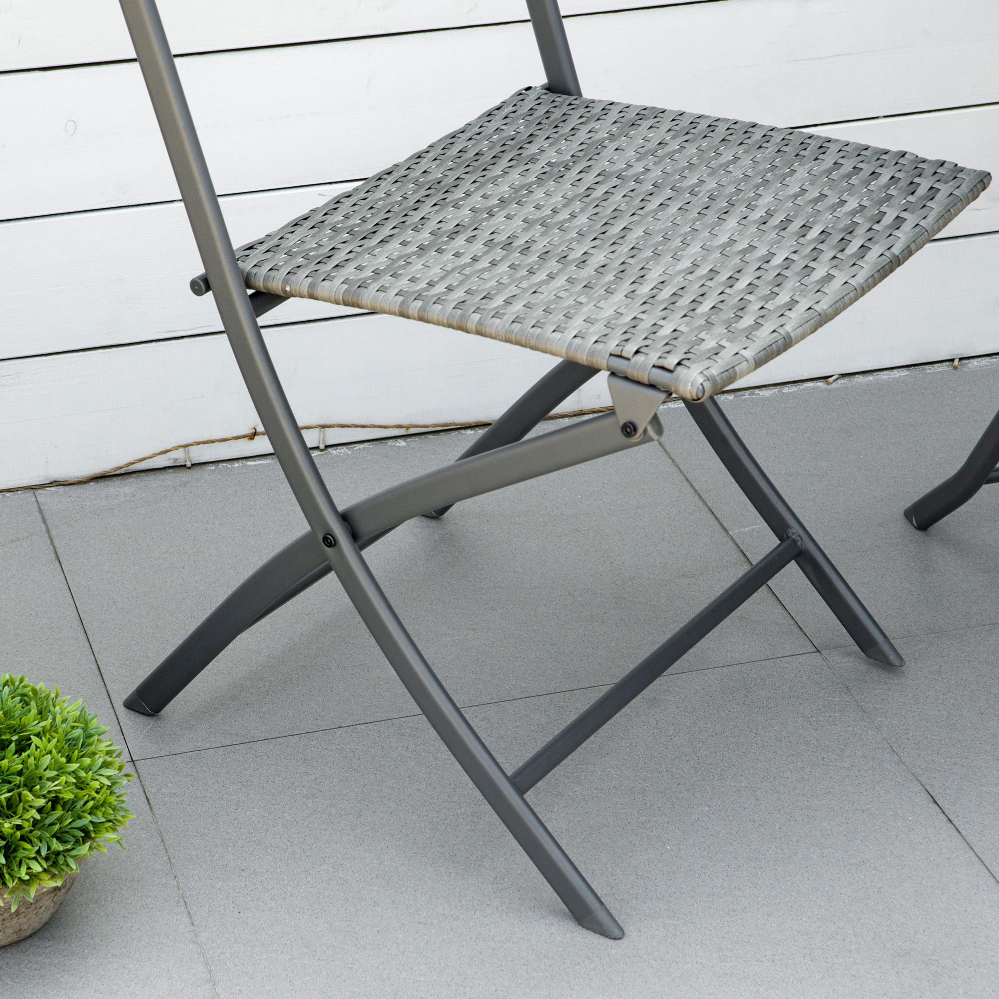 Ensemble meubles de jardin design table carré et chaises pliables résine tressée imitation rotin gris