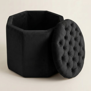 Pouf contenitore ottagonale in velluto - NERO