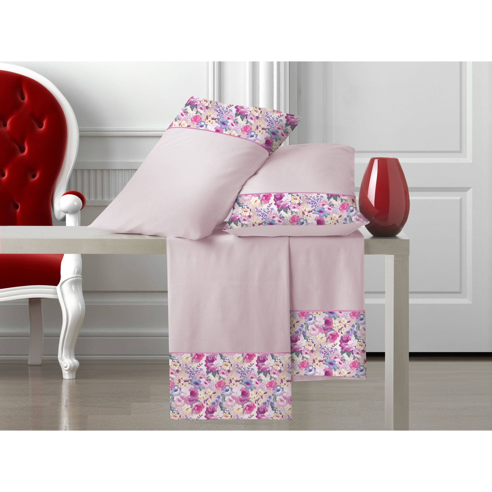 Completo letto Armonie IPERSAN Puro Cotone Dalia Rosa