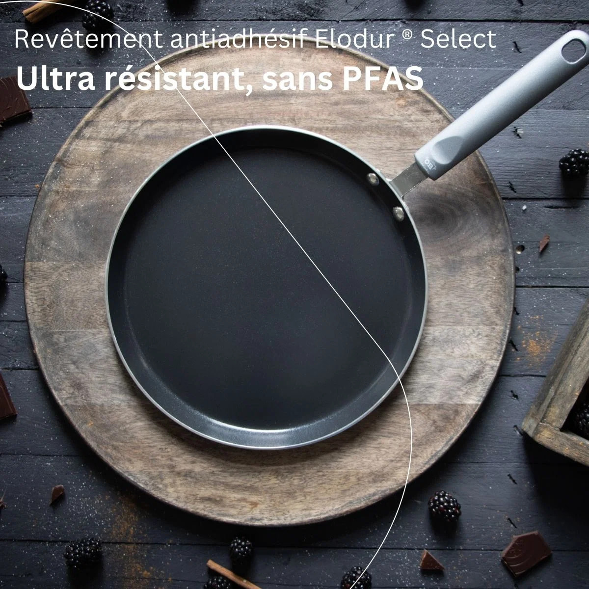 Set de 1 poêle de cuisson 26 cm en aluminium avec 2 ustensiles de cuisine sans PFAS Elo Ducato