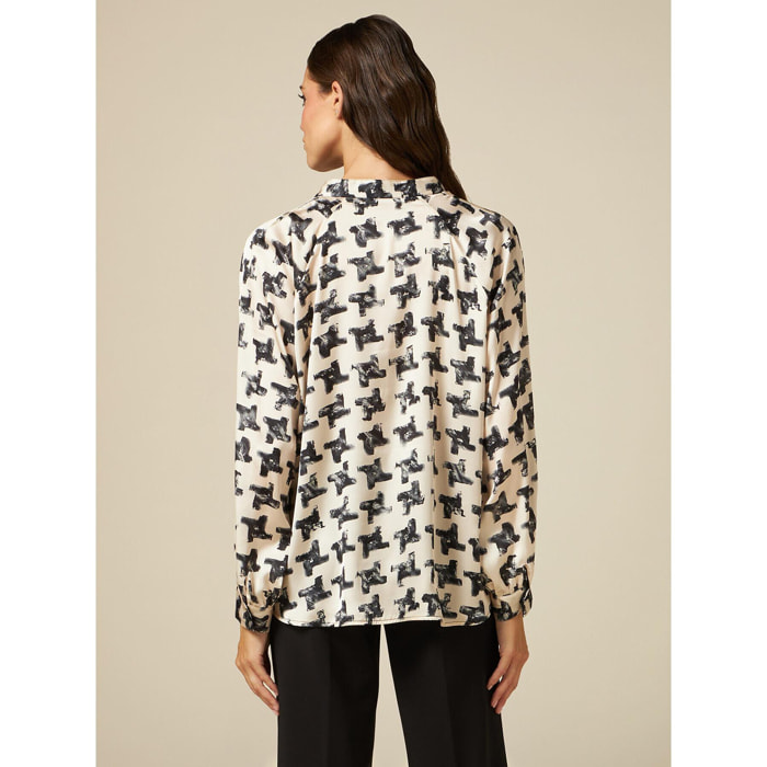 Oltre - Blusa de raso estampada - Beige