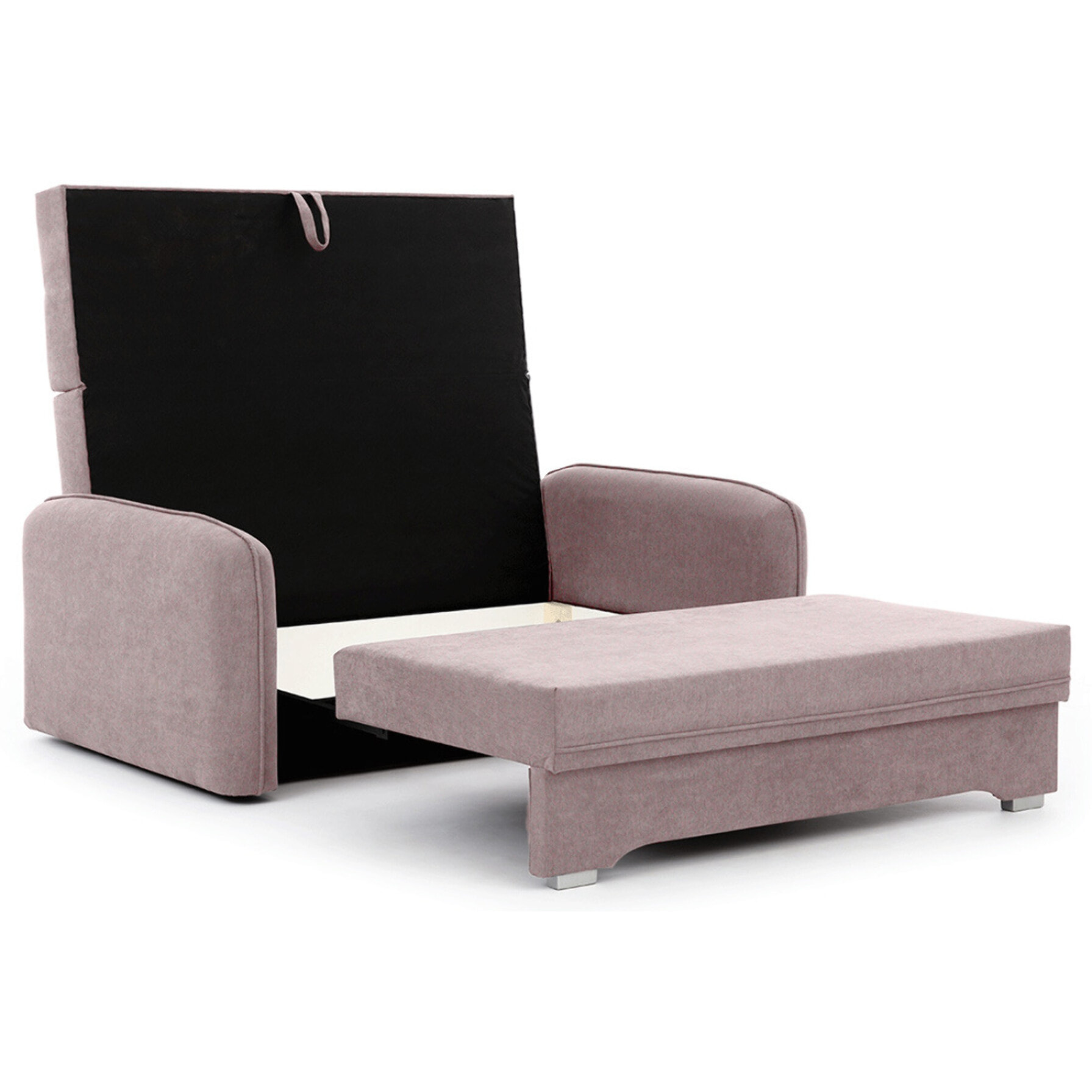 Michelle - canapé droit 3 places convertible avec coffre en velours - Rose