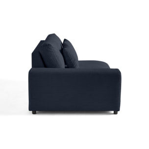 Garance - module d'assise 2 places avec accoudoir gauche - en velours côtelé - Bleu nuit