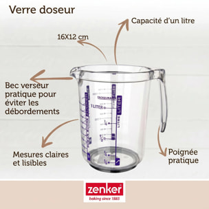 Verre doseur 1L en plastique de haute qualité Fackelmann