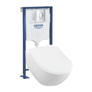 Pack wc suspendu sans bride Subway 2.0 + abattant + plaque chromée + bâti Grohe