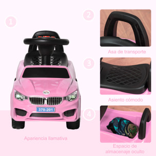 Coche Correpasillos para Niños 18-36 Meses con Faros Música 63,5x28x36 cm Rosa