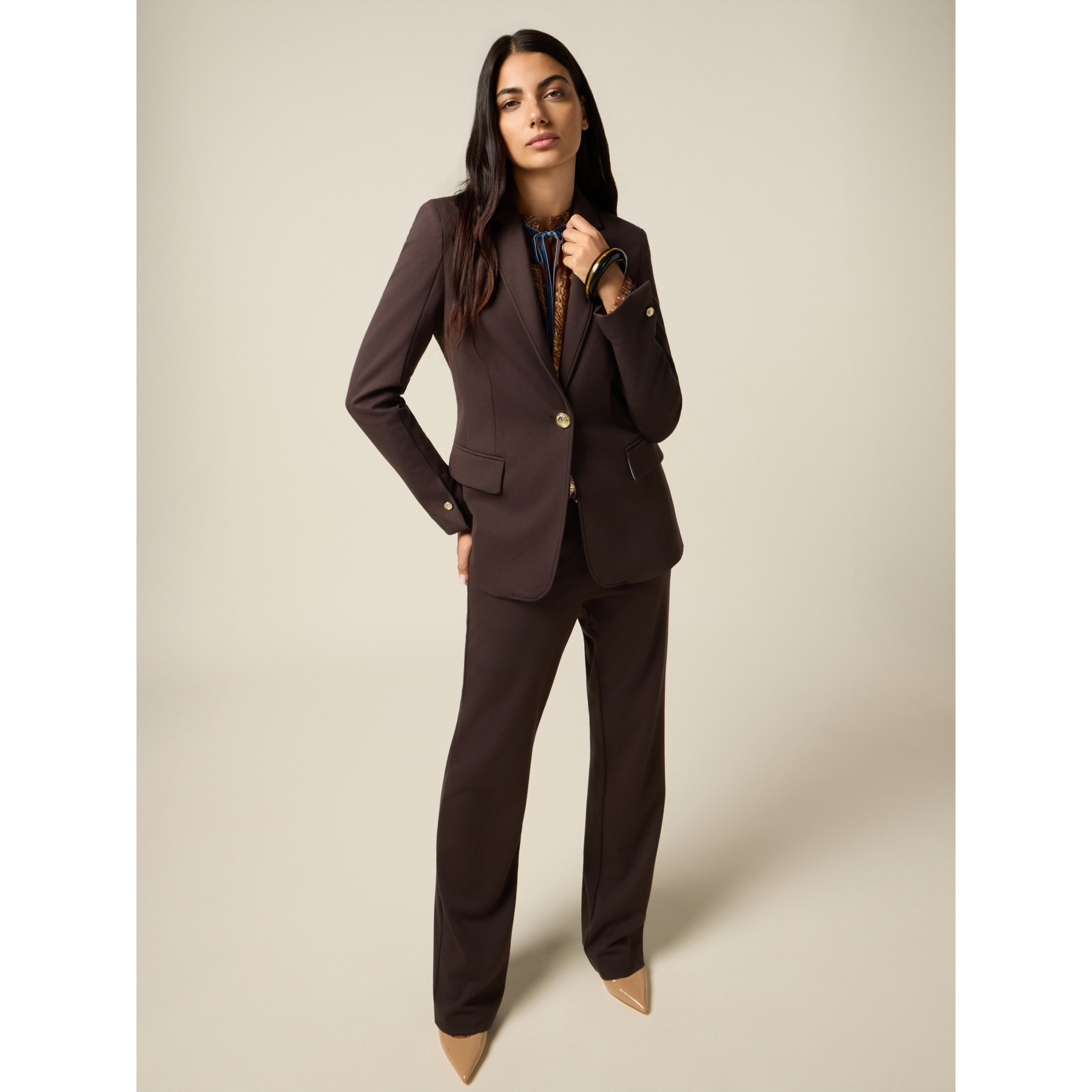 Oltre - Blazer in punto milano - Marrone