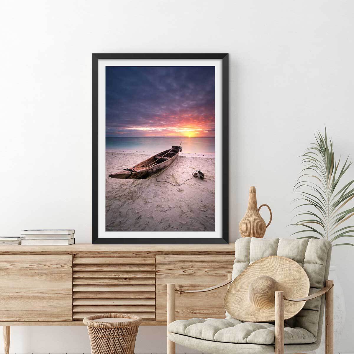 Affiche paysage zanzibar sunset Affiche sous cadre noir