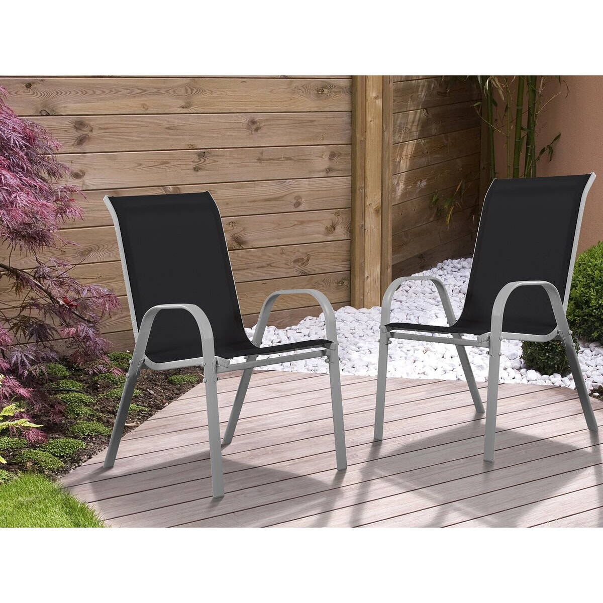 Fauteuil jardin Textilène "Cordoba" - Phoenix - Noir - Lot de 2