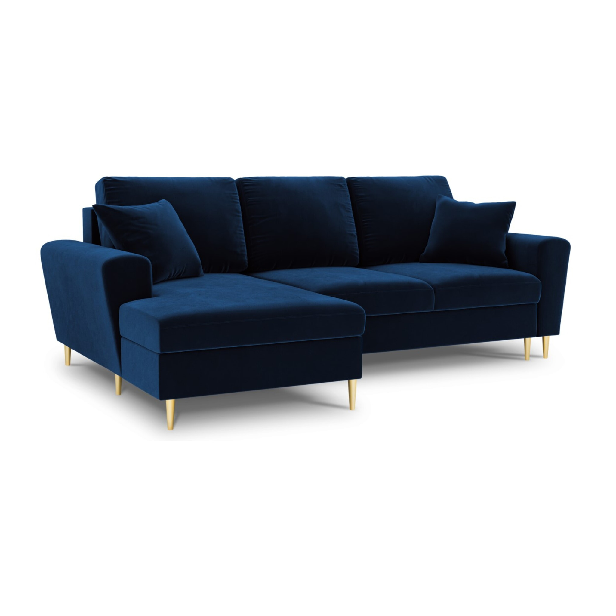 Canapé d'angle gauche convertible avec coffre de rangement "Kyoto" 4 places en velours bleu roi