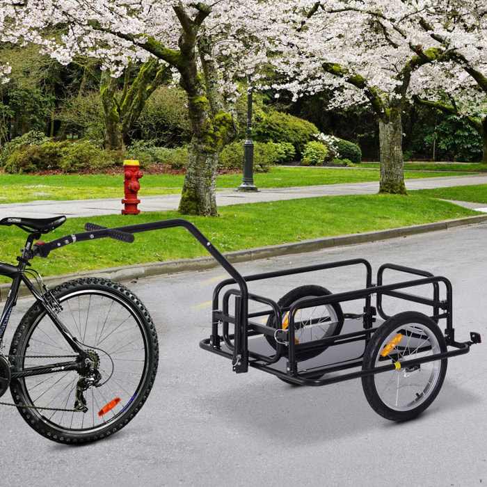 Remorque vélo remorque de transport pour vélo 155L x 71,5l x 77H cm barre d'attelage universelle pliable acier noir