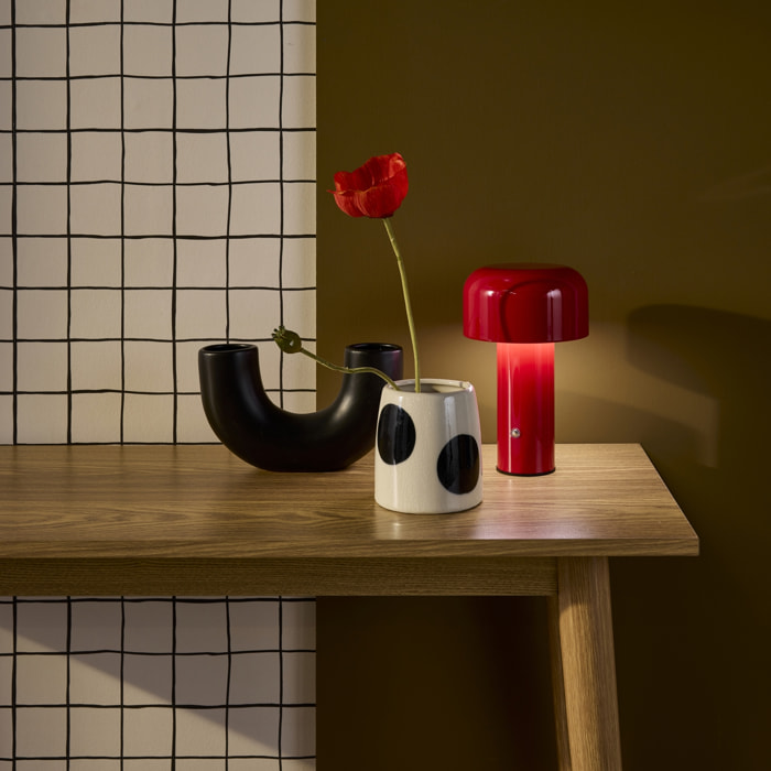 Lampe à poser LED sans fil rechargeable Victor rouge Ø 13cm