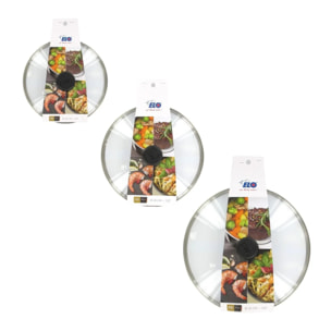 Set de 3 couvercles de cuisson en verre 24 cm 28 cm et 32 cm Elo