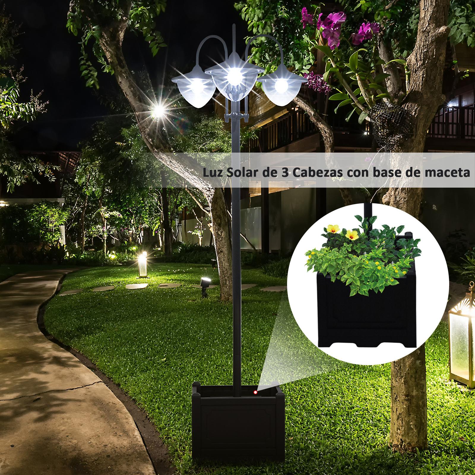 Farol Solar de Jardín 189 cm con 18 Luces LED Blanca Fría 6000K IP44 Base Maceta