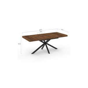 Tables repas extensibles Spider plateau bois et pieds croisés - Bois noyer