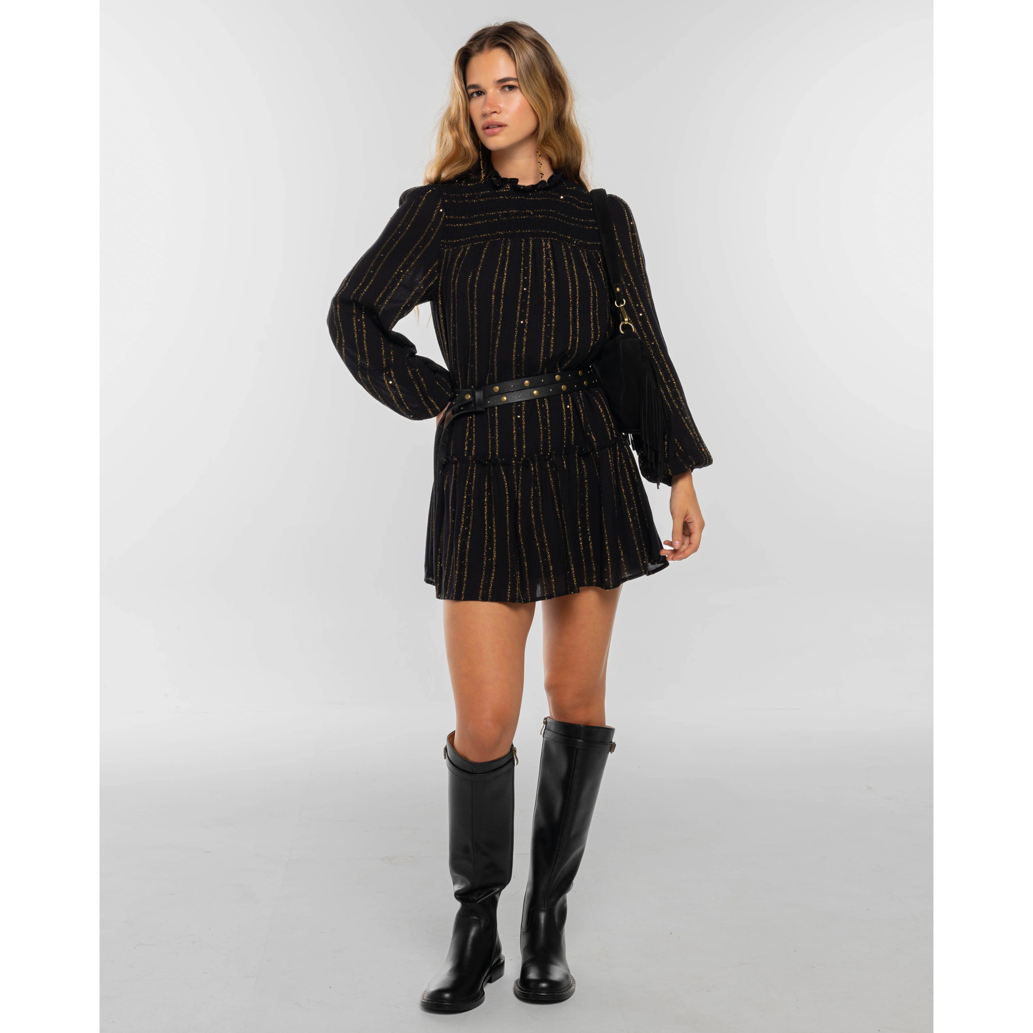 Vestido corto con lúrex de mujer