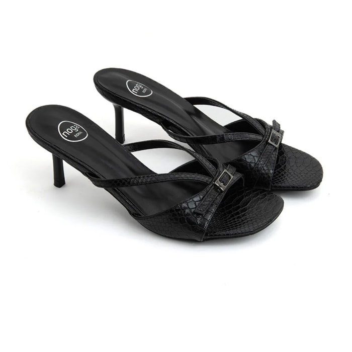 Sabot cage con tacco a stiletto - NERO