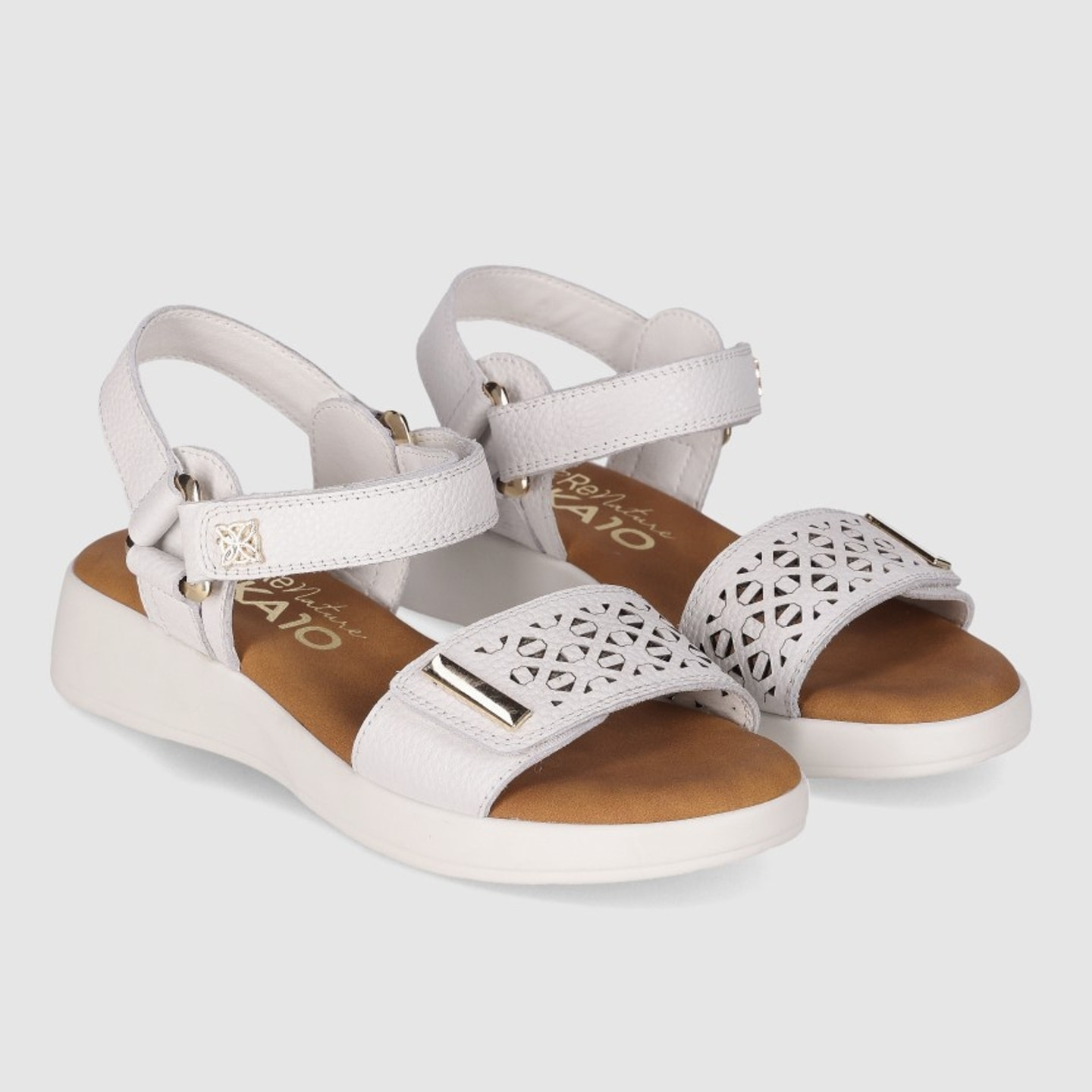 Sandalias de Piel - Blanco - Tacón: 3 cm