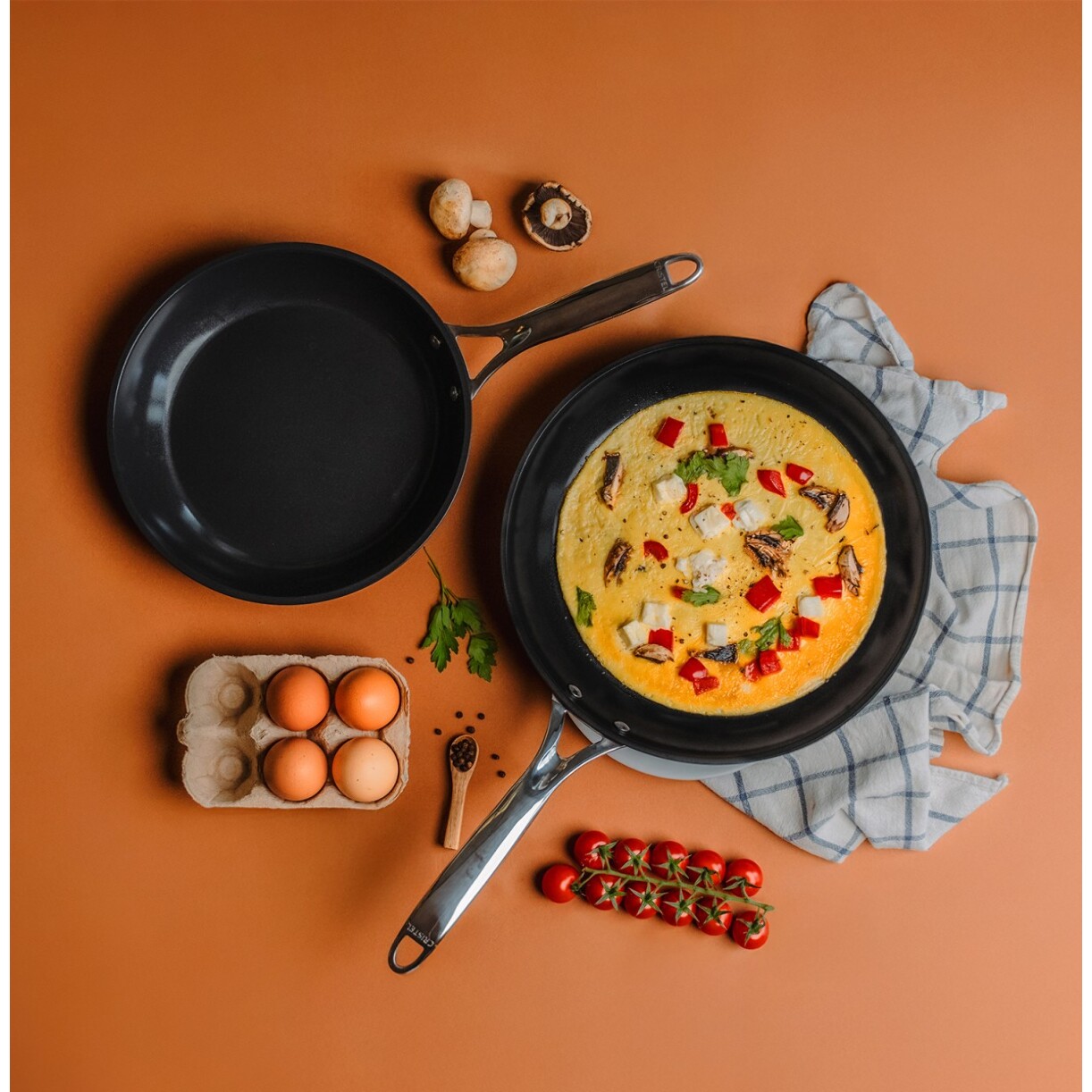 Set de 2 poêles antiadhésives en aluminium Ø24 et 28 cm - revêtement céramique Céraliss+