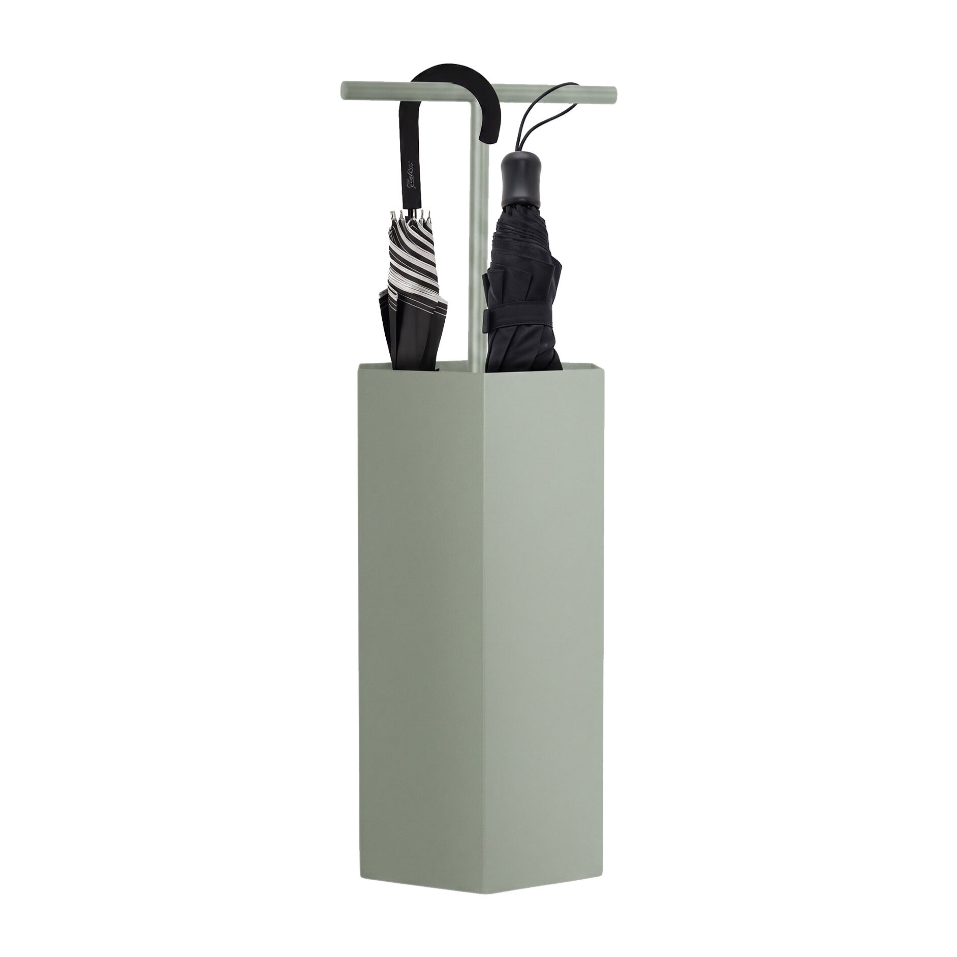 Ohm - Portaombrelli di Design 25x72x22 cm con Feritoia di Svuotamento acqua in Metallo Salvia