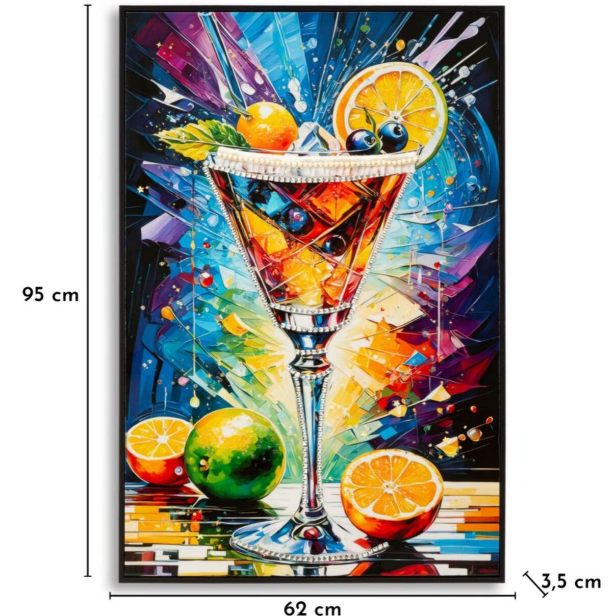 STAMPA DECORATA SU TELA LACCATA C/CORNICE COCKTAIL -A- CM 62X3,5
 X92